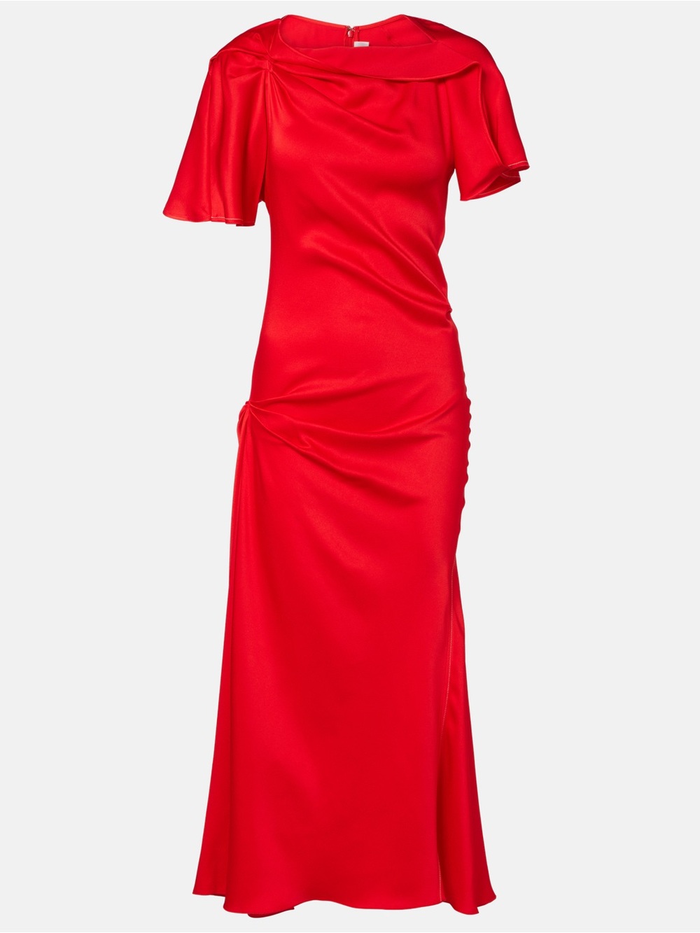 Victoria Beckham Red Satin Draped Dress
